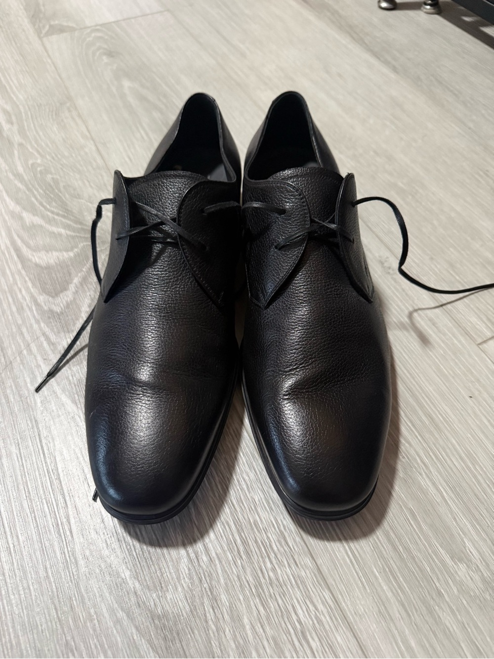 Salvatore Ferragamo Black Leather Lace-Up Derbys